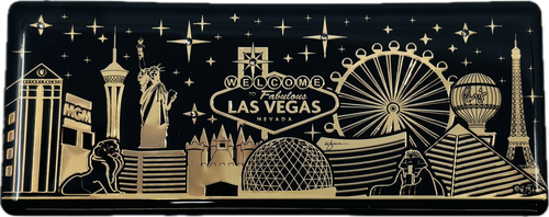 Las Vegas Strip Black & Gold Skyline Magnet