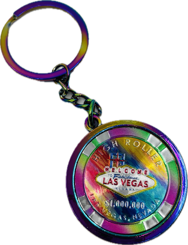 Las Vegas Spinning High Roller Poker Chip Keychain
