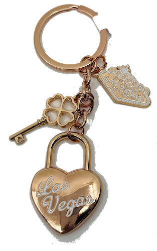 Las Vegas Heart Locket Charm Keychain