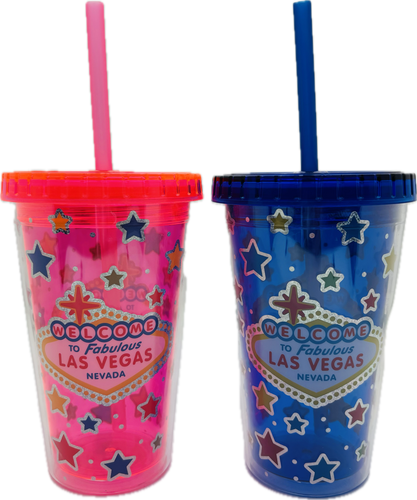 Colorful Las Vegas Welcome Sign Kids Cup w/ Straw