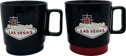 Las Vegas Medallion Sign Mugs with Metal Base
