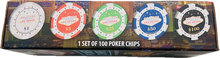 100 Chip Poker Set, Welcome to Las Vegas Sign, 100 11.5g Chips, 5 Denominations, Chip Rack Included