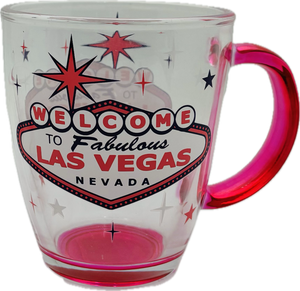 Tinted Transparent Drinkware w/ Las Vegas Welcome Sign (Bistro Mug & Shot Glass)