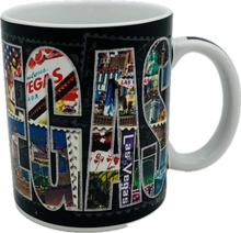 Las Vegas Letter Stamps w/ Collage of City Landmarks - 11 oz - Mug