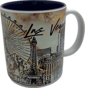 Las Vegas Silhouette Art Skyline FOIL Mugs