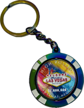 Vegas High Roller Spinning Poker Chip Keychain