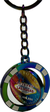 Vegas High Roller Spinning Poker Chip Keychain