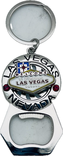 Las Vegas Spinning Sign Bottle Opener Keychain