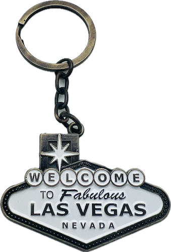 Las Vegas Sign Keychain Brass