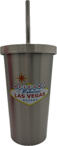 Las Vegas Metallic Tumbler w/ Straw