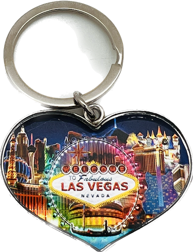 Las Vegas Strip Landmark Heart Shaped Keychain