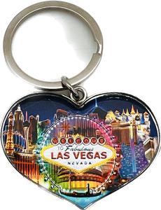 Las Vegas Strip Landmark Heart Shaped Keychain