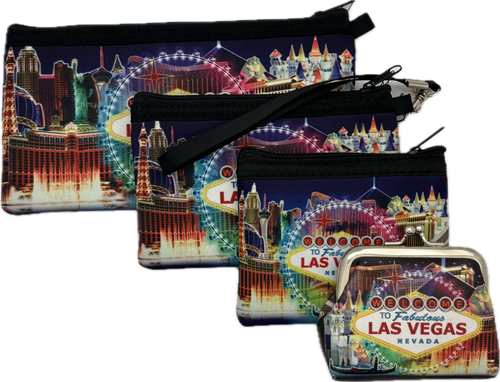 Las Vegas Landmark Coin Purse & Clutches (Blue)