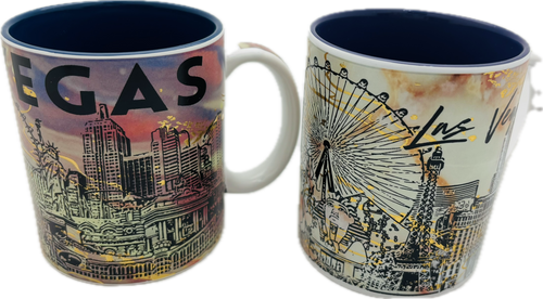 Las Vegas Silhouette Art Skyline FOIL Mugs