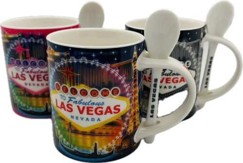 Las Vegas Landmark Mug with Spoon 12 fl oz