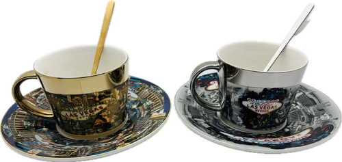 Las Vegas Mirror Tea Cup Set - Optical Illusion