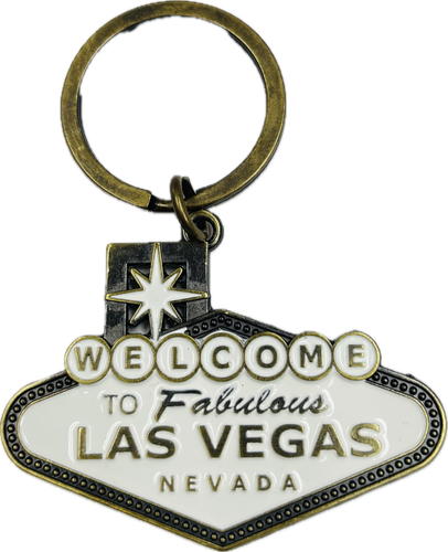 Las Vegas Sign Keychain Brass