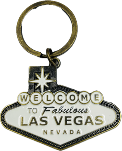 Las Vegas Sign Keychain Brass
