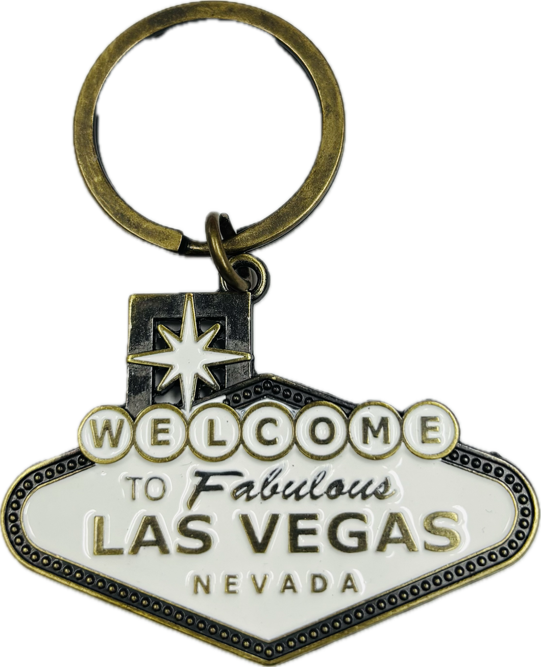 Las Vegas Sign Keychain Brass