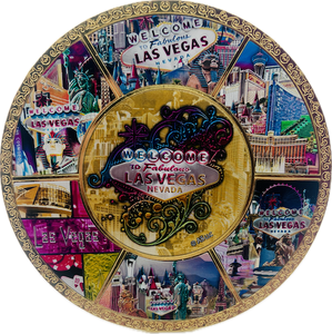 Las Vegas Commemorative Plate Circle Gold