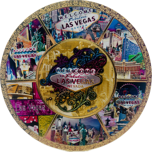 Las Vegas Commemorative Plate Circle Gold