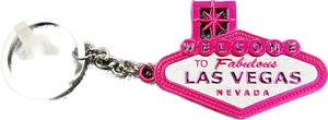 Las Vegas Pink Metalic Foil Sign Pink Keychain