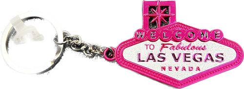 Las Vegas Pink Metalic Foil Sign Pink Keychain