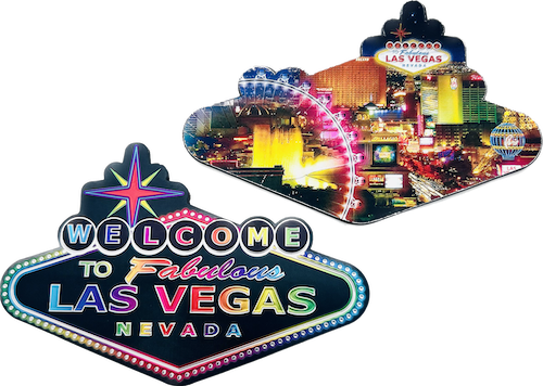 Las Vegas Multi- Foil Double Sided Welcome Sign Magnet- Black/Rainbow