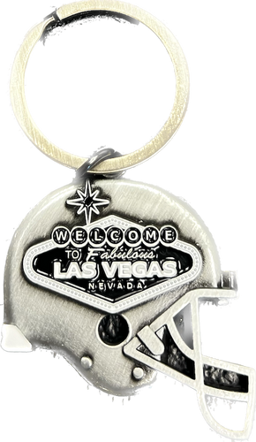 Silver & Black Welcome to Fabulous Las Vegas Football Helmet Keychain