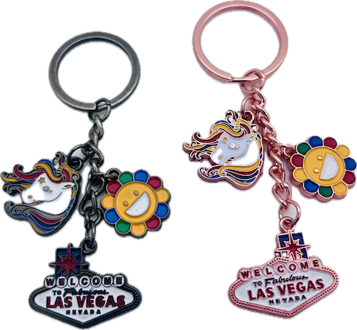 Rainbow Unicorn and Wildflower Las Vegas Charm Keychain