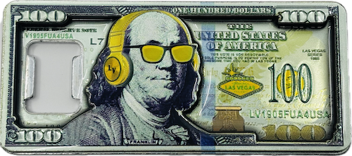 Vegas $100 Bill Bottle Opener Magnet