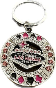 Las Vegas Pink & Black Chip Jewel Key Chain