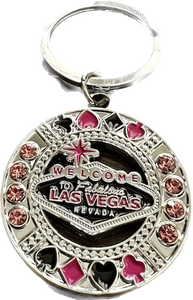 Las Vegas Pink & Black Gemstone Chip Keychain