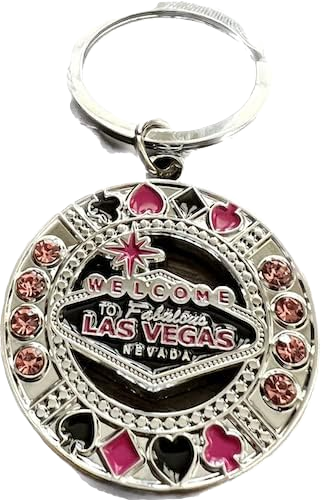 Las Vegas Pink & Black Gemstone Chip Keychain
