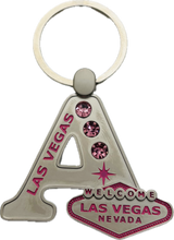 Las Vegas Pink Jeweled Initial Keychain