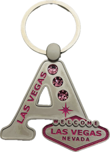 Las Vegas Pink Jeweled Initial Keychain