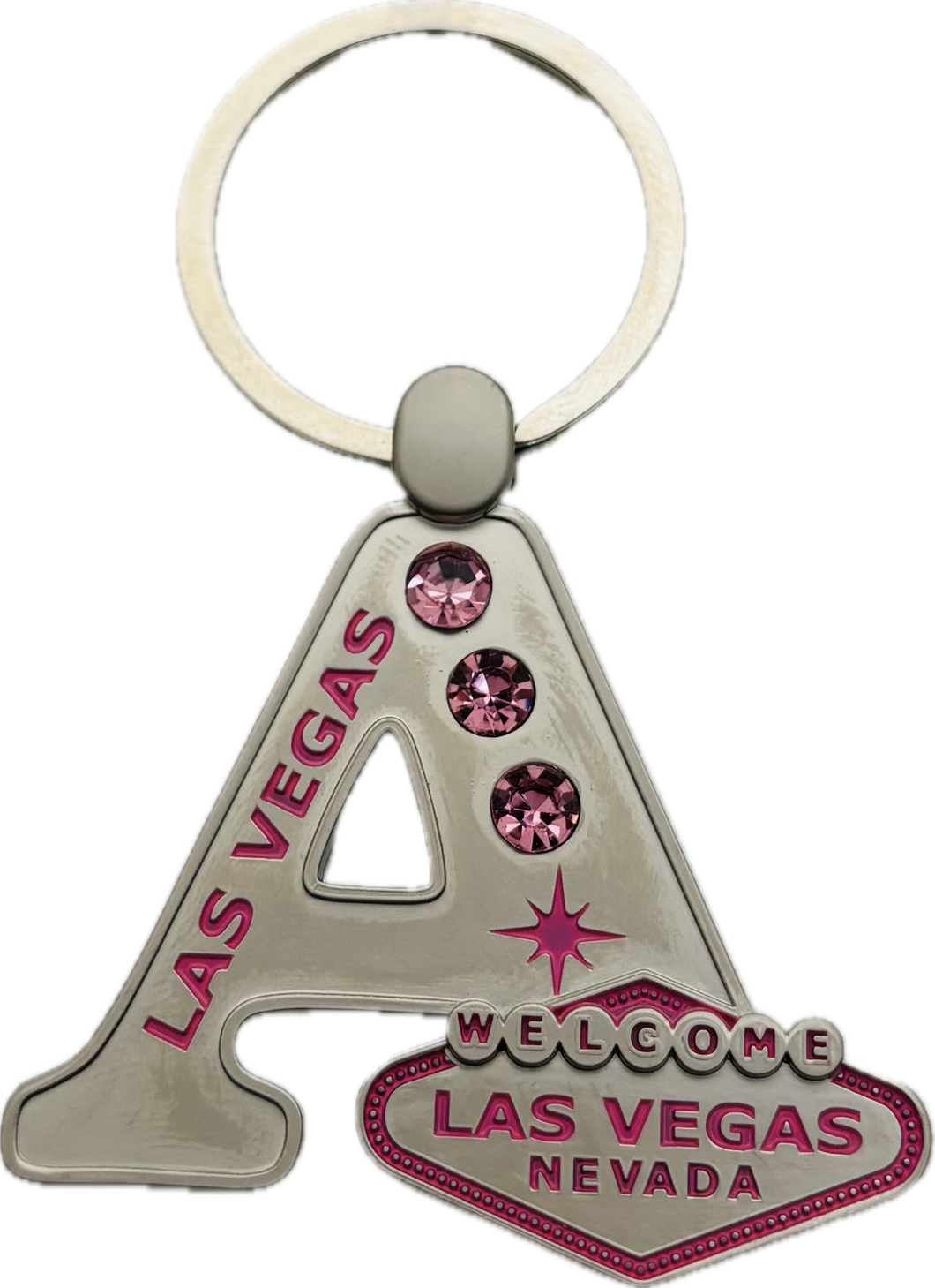 Las Vegas Pink Jeweled Initial Keychain