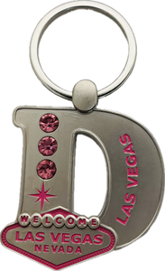 Las Vegas Pink Jeweled Initial Keychain