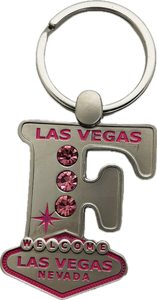 Las Vegas Pink Jeweled Initial Keychain