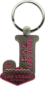 Las Vegas Pink Jeweled Initial Keychain