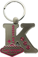 Las Vegas Pink Jeweled Initial Keychain