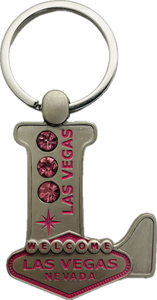 Las Vegas Pink Jeweled Initial Keychain