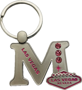 Las Vegas Pink Jeweled Initial Keychain