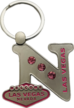 Las Vegas Pink Jeweled Initial Keychain