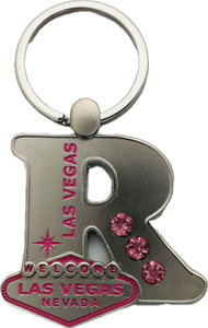 Las Vegas Pink Jeweled Initial Keychain