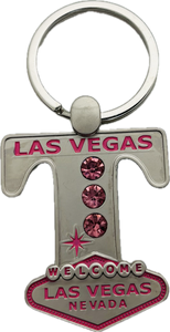 Las Vegas Pink Jeweled Initial Keychain