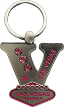 Las Vegas Pink Jeweled Initial Keychain