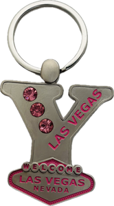 Las Vegas Pink Jeweled Initial Keychain