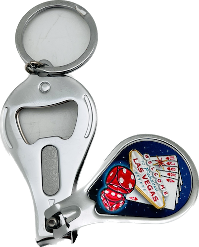 Las Las Vegas Gaming Bottle Opener Nail Clipper Keychain