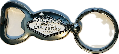 Las Vegas Sign & Bottle Opener Keychain - Gun Metal